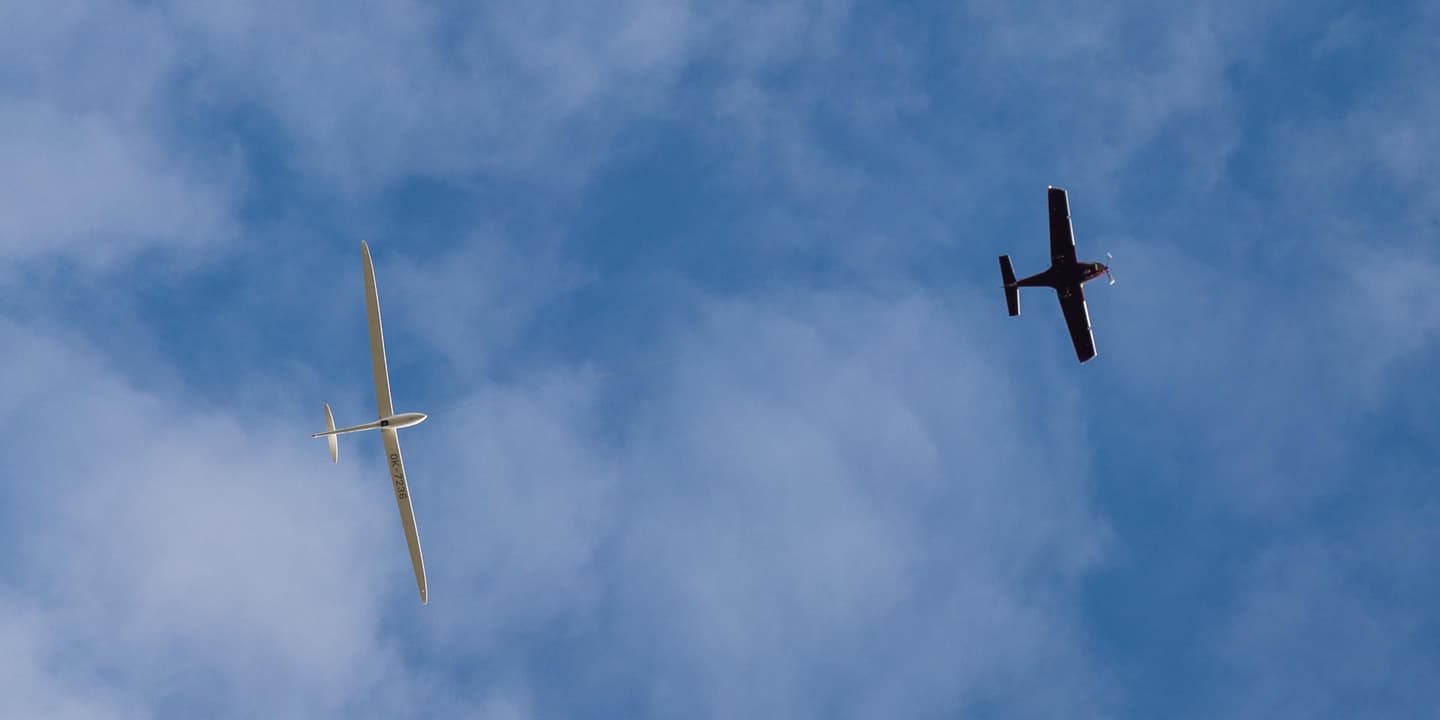 A Bristell B23 tow plane during certification towing tests