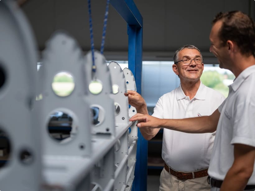 BRM AERO employees in the bright production hall in Kunovice