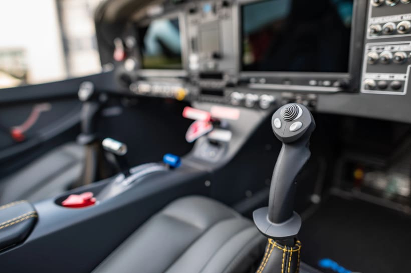 Bristell glass cockpit fitted with dual control sticks for both seats.