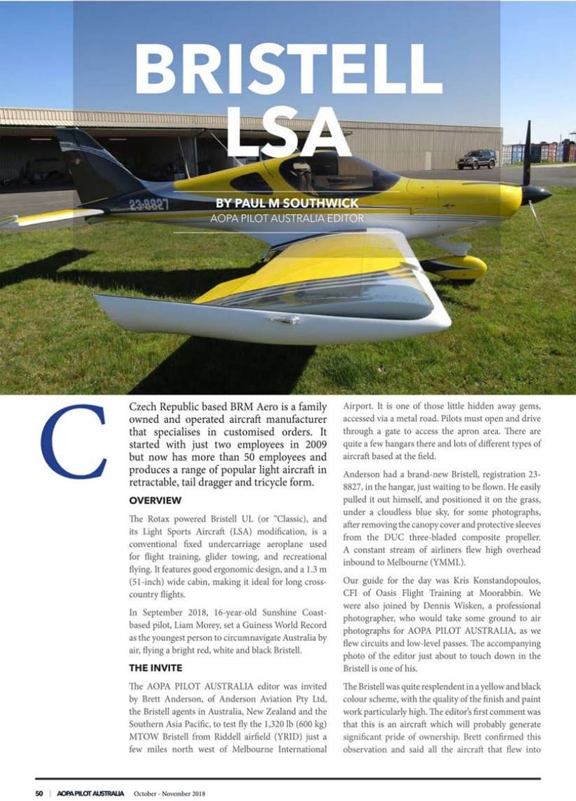 AOPA Pilot Australia 11/2018 — BRISTELL LSA