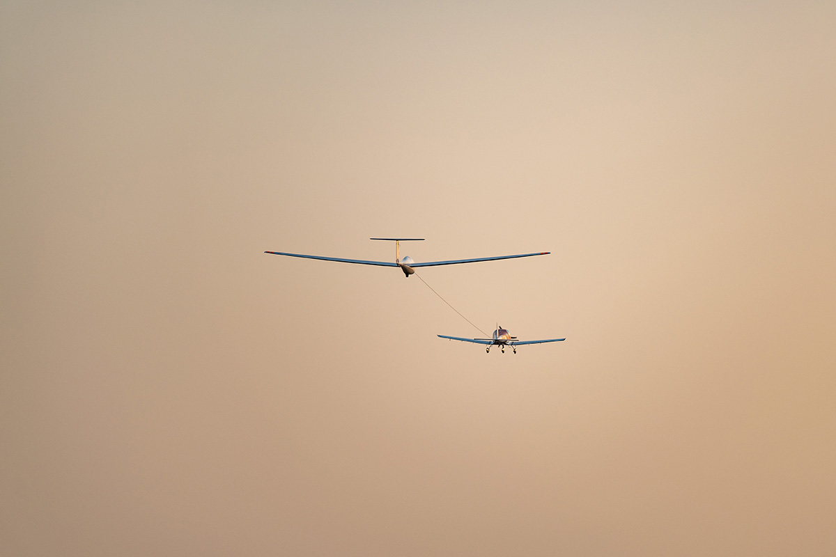 Towing the glider by BRISTELL airplane