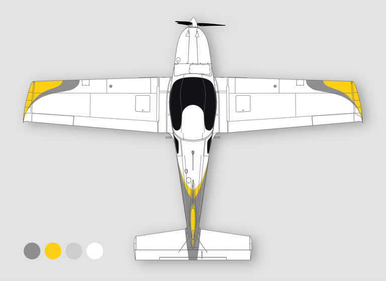 150 Design grey aluminium & traffic yellow & traffic white