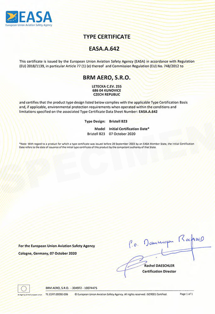 BRISTELL B23 Type Certificate