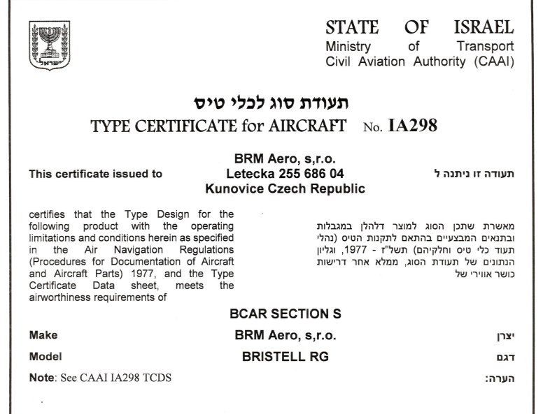Isreal certification RG